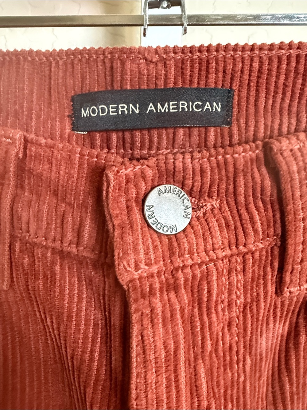 NWT Modern American Lafayette Corduroy Pants Rust High Rise Straight Leg - Picture 4 of 6